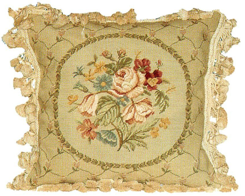 Floral Tassel Aubusson Pillow