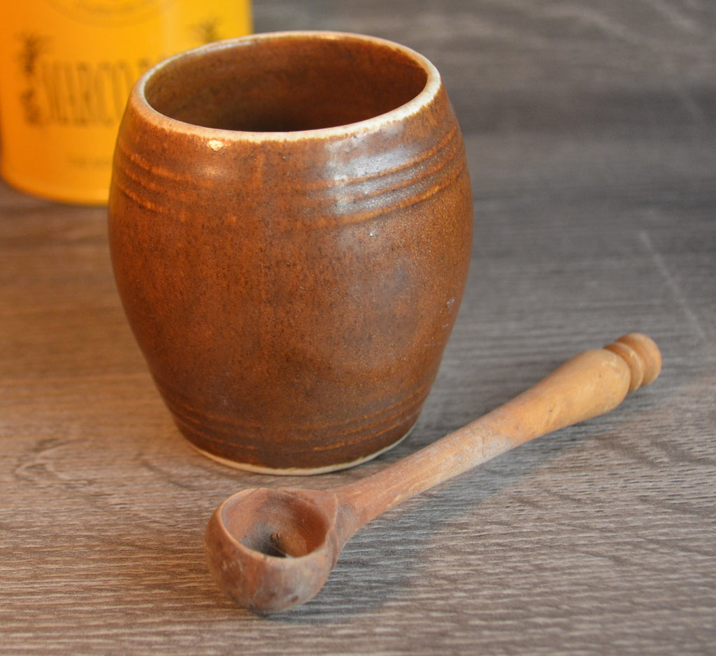 Vintage Pot with wooden spoon