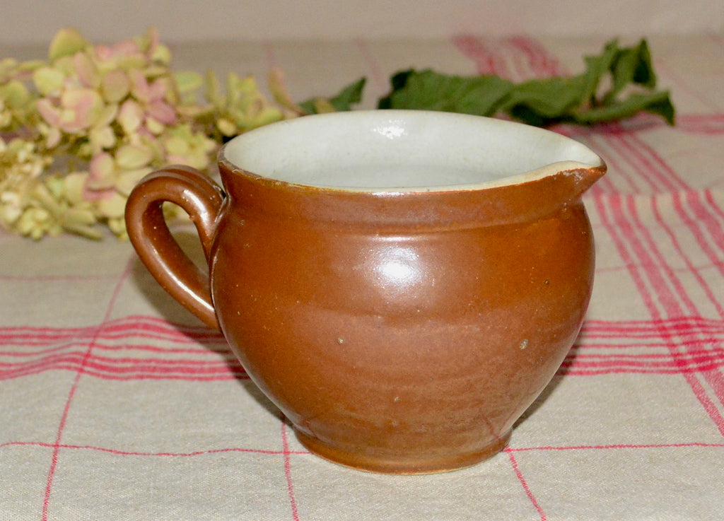 Antique French Stoneware Jug, Vintage French stoneware jug,   Perfect for the holdiays and all that gravy that will be pouring. Or, for milk on cereal or displayed with flowers.  Found in Lyon, France