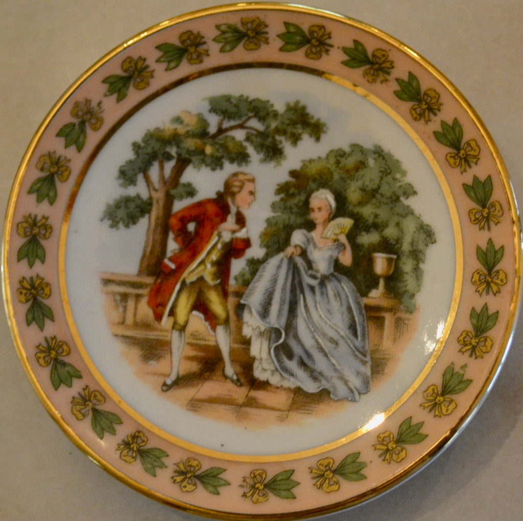 Olletsac Cromos de Limoges Miniature Porcelain Wall Plate Pink