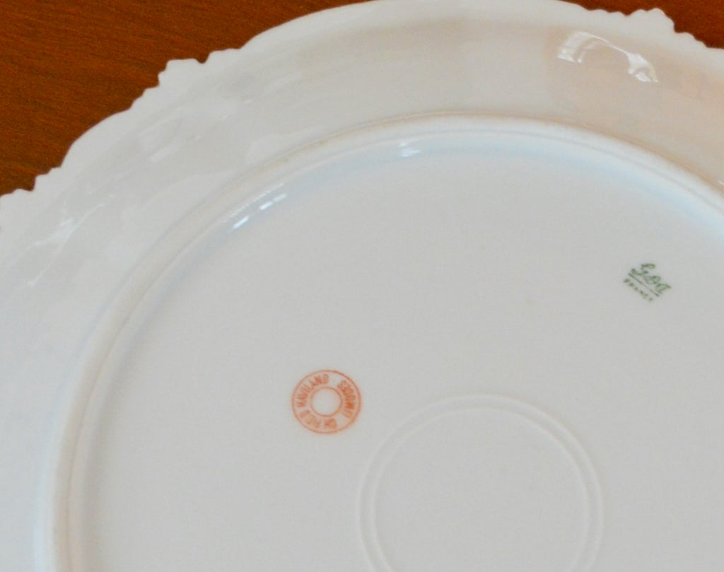Antique GDA CH Field Haviland Limoges France Dinner Plate, Pink Floral Pattern