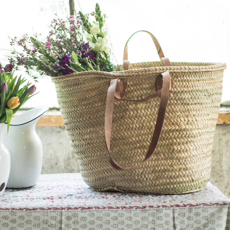 Flowers Straw Bag / Shopping Basket / Straw French Bag / 