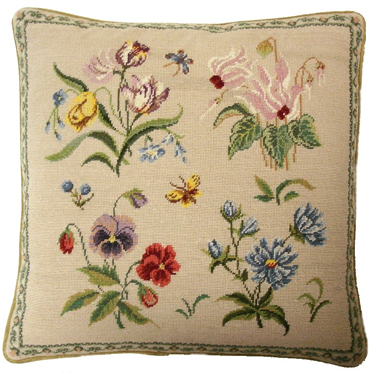 Herbs and Butterfly Aubusson Pillow