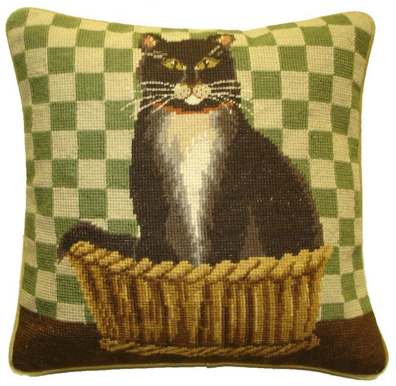 Tuxedo Cat Aubusson Pillow