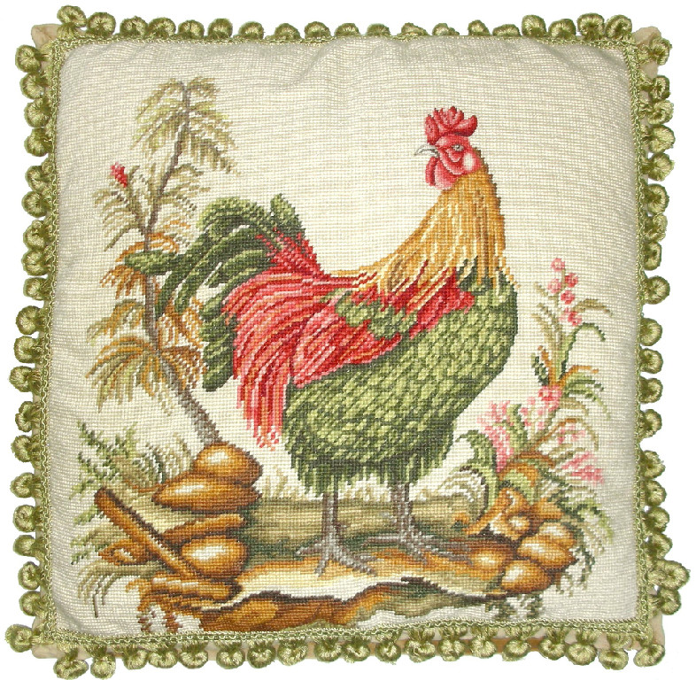 Rooster Left Aubusson Pillow
