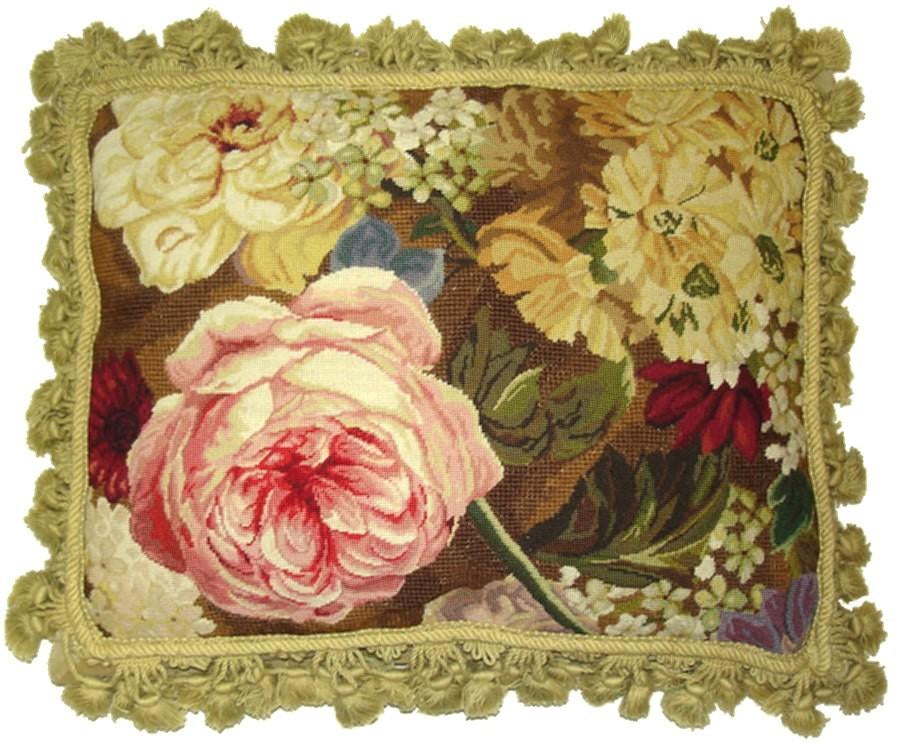 Pink Roses Aubusson Pillow