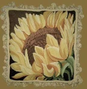 Sunflower Floral Aubusson Pillow
