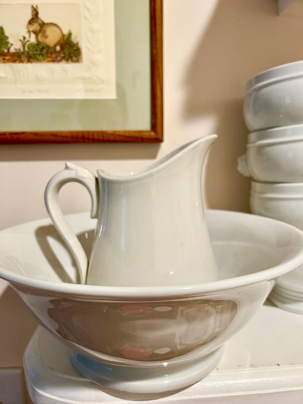 Vintage Apilco Large Porcelain Footed Bowl