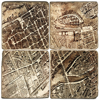 Old Paris Map Coaster - Set of 4