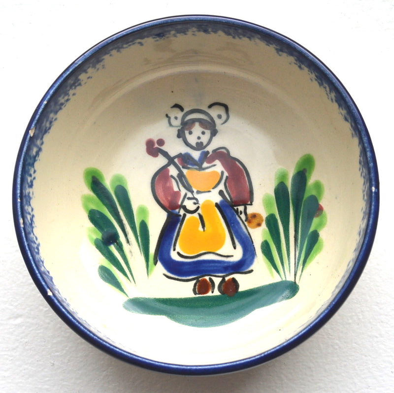 Vintage MBFA Pornic Quimper Bowl girl with flower