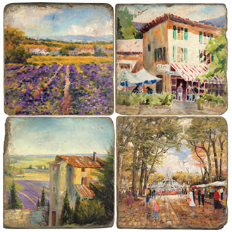 Provence Coaster  - set of 4 - vineyards, lavender fields, provencal village, market