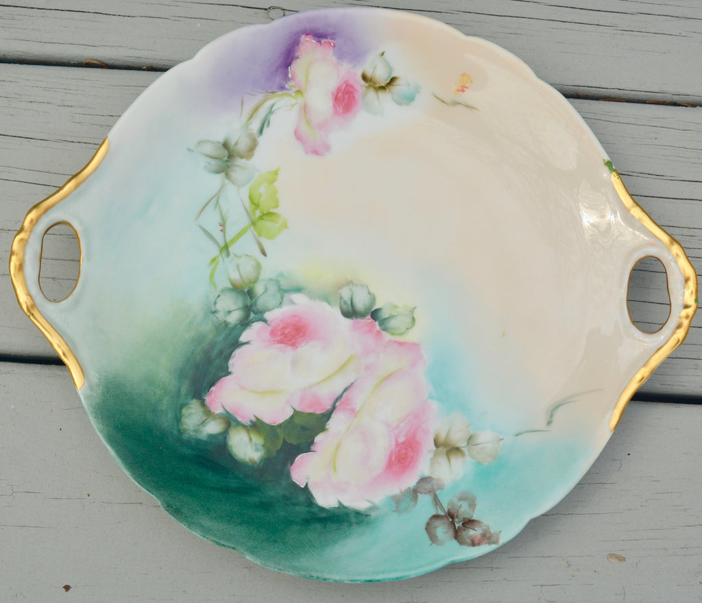JPL Antique France Porcelain Platter with Handles