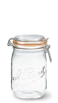 Rounded French Glass Storage Jar with Seal